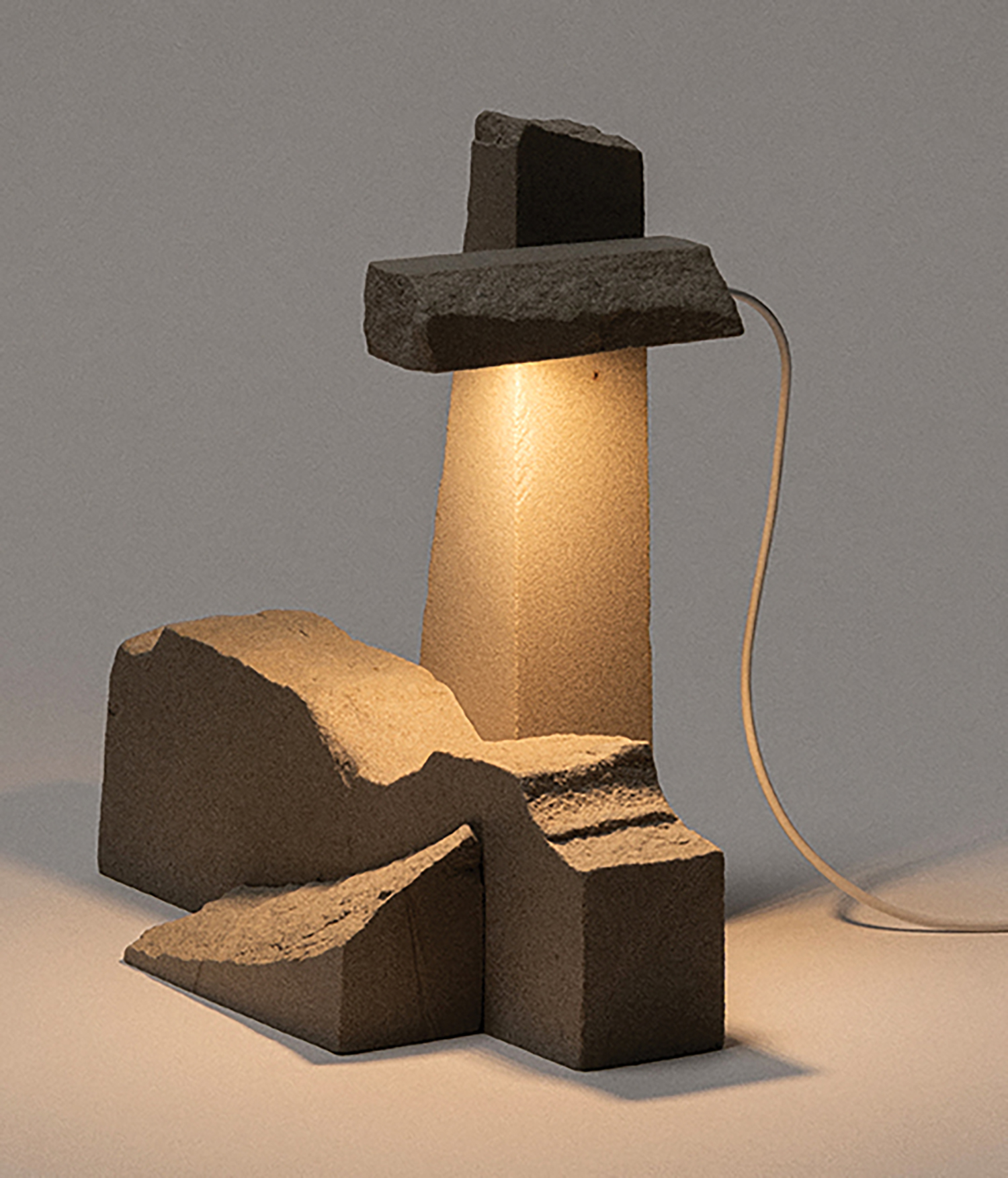 A lamp that is on a table