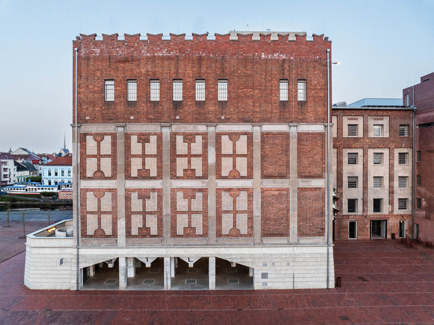 brick facade with geometric patterns in Automatic Mills, Pardubice, Czech Republic