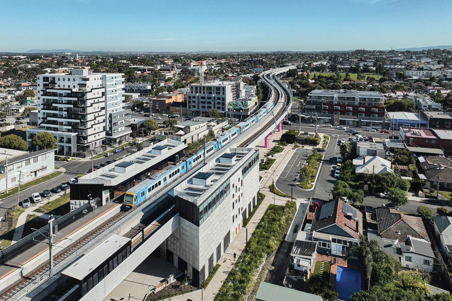 Bell Station in the city landscape