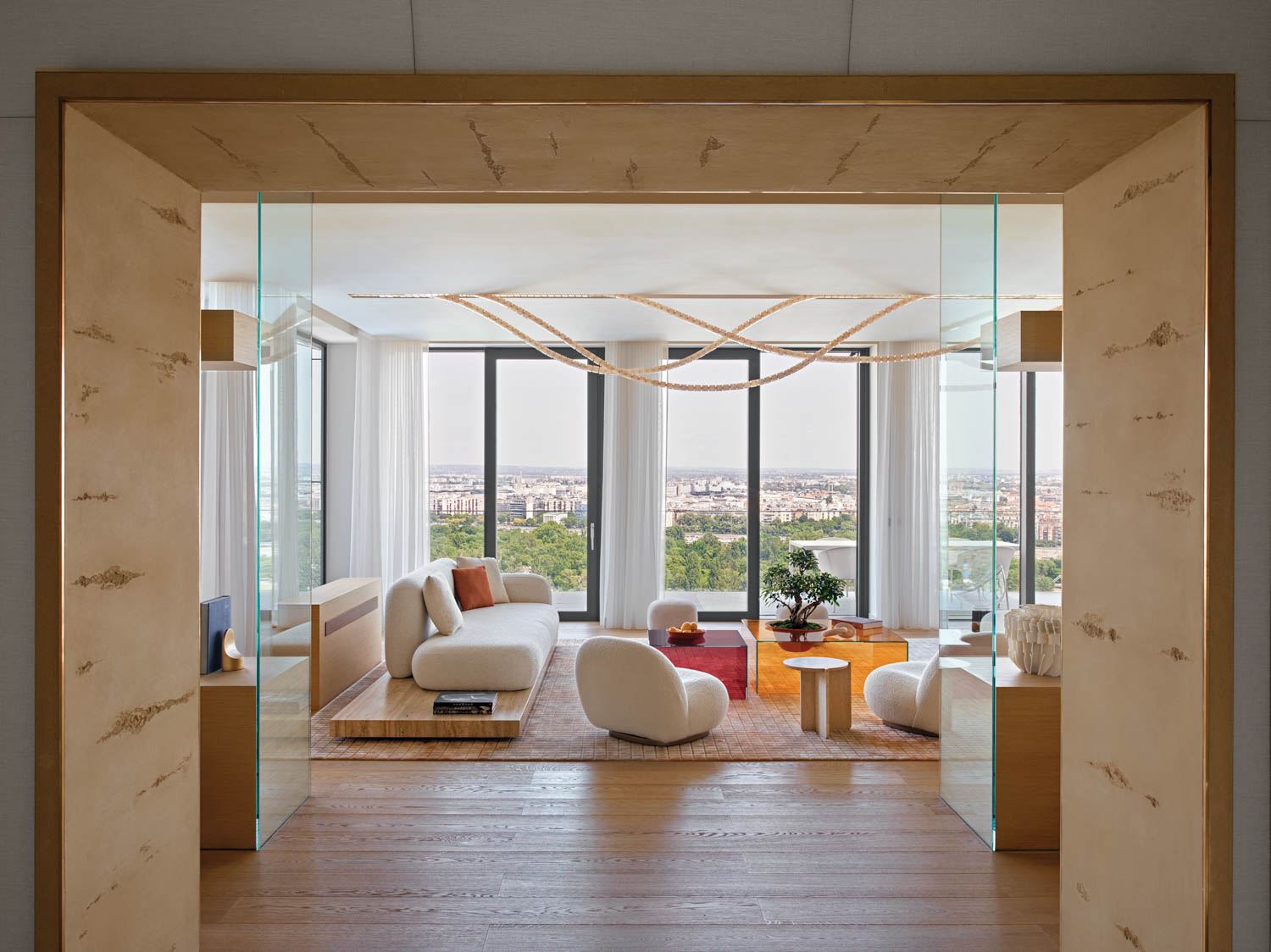 grounded furniture in the living room of a Budapest apartment