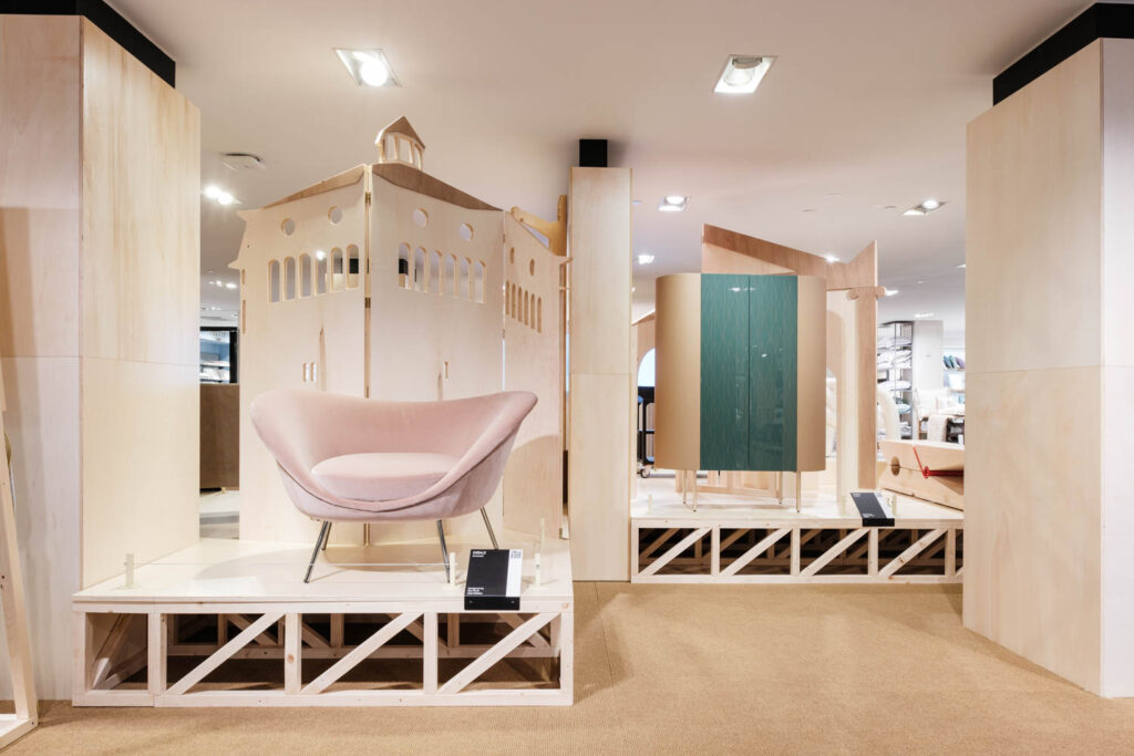 a furnishing display inside bloomingdales in new york