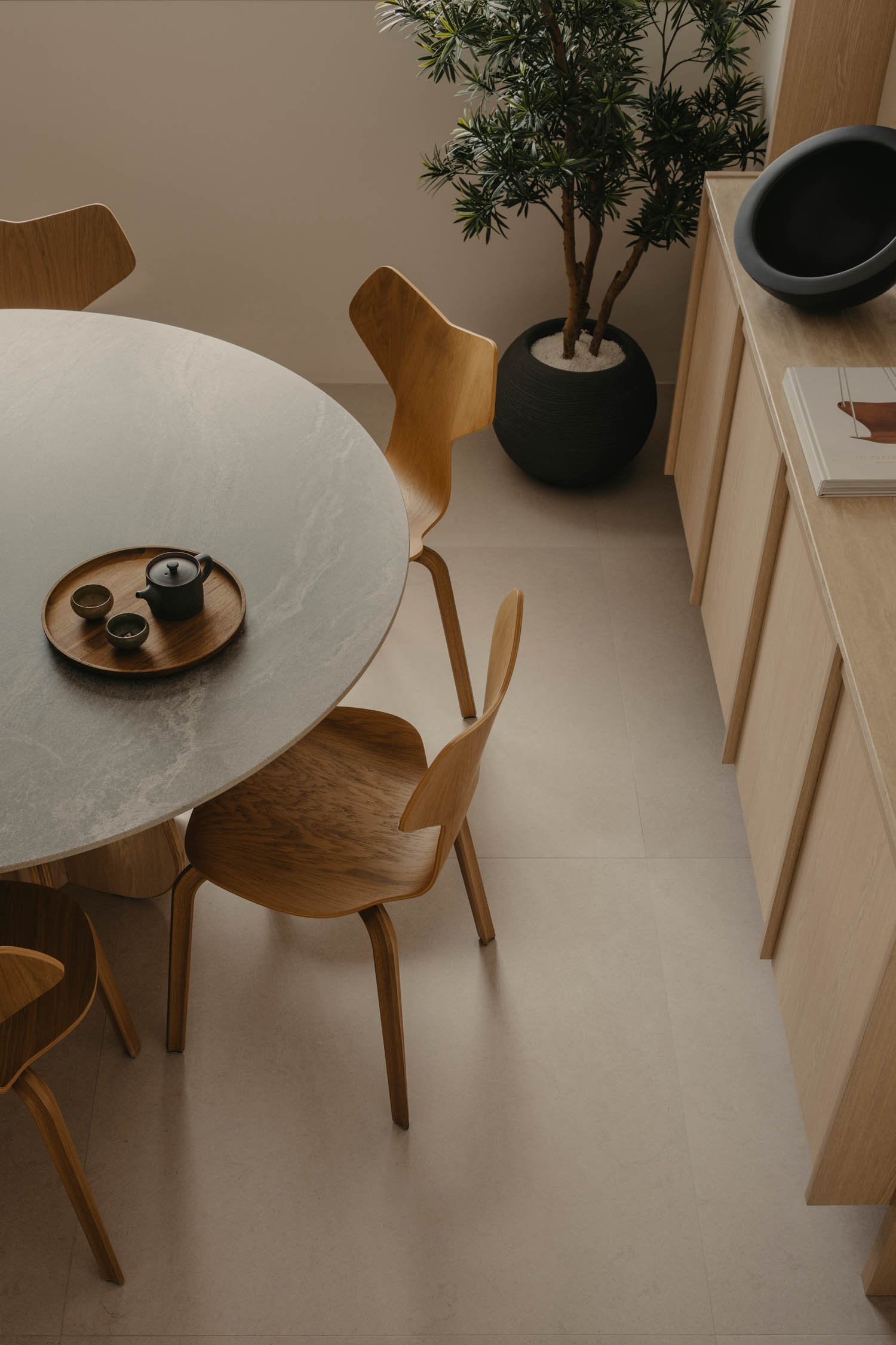 overhead view of dining table