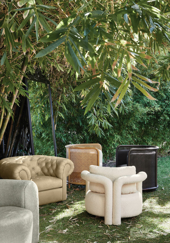 seating underneath a bamboo tree