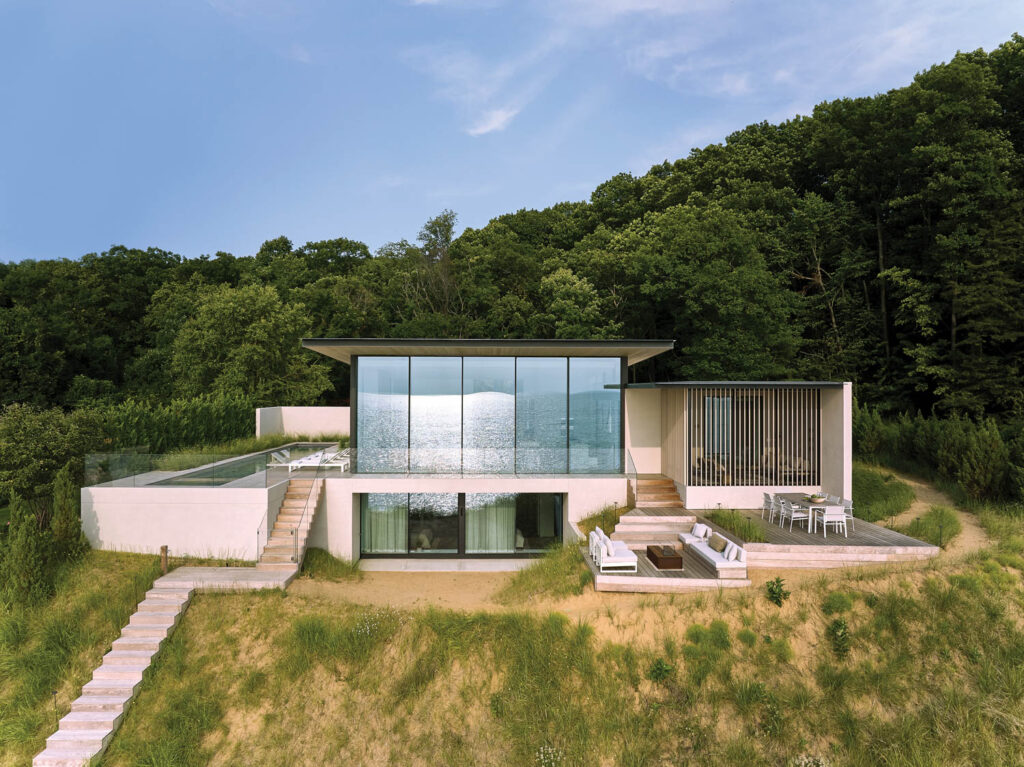 exterior of the home showcasing the two-tier deck