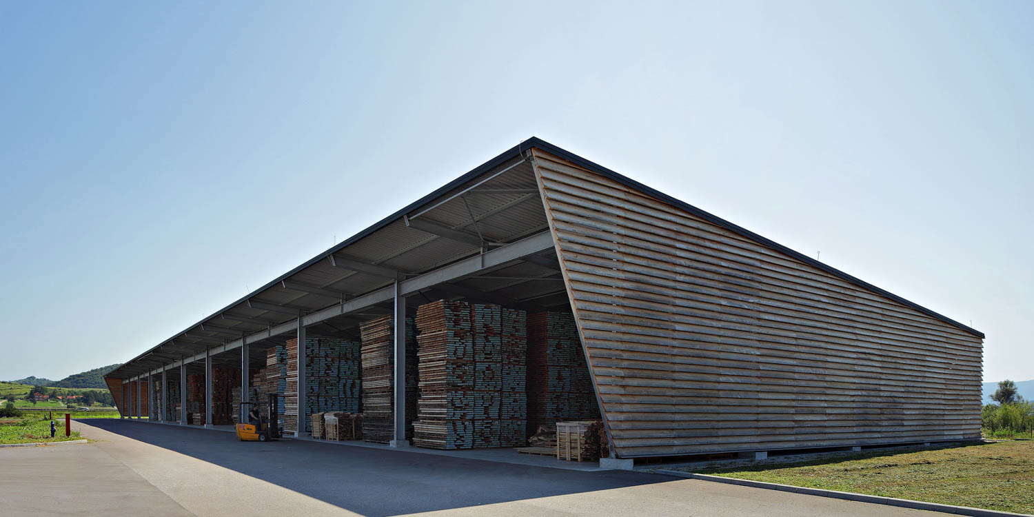 eco friendly facility with stacks of wood